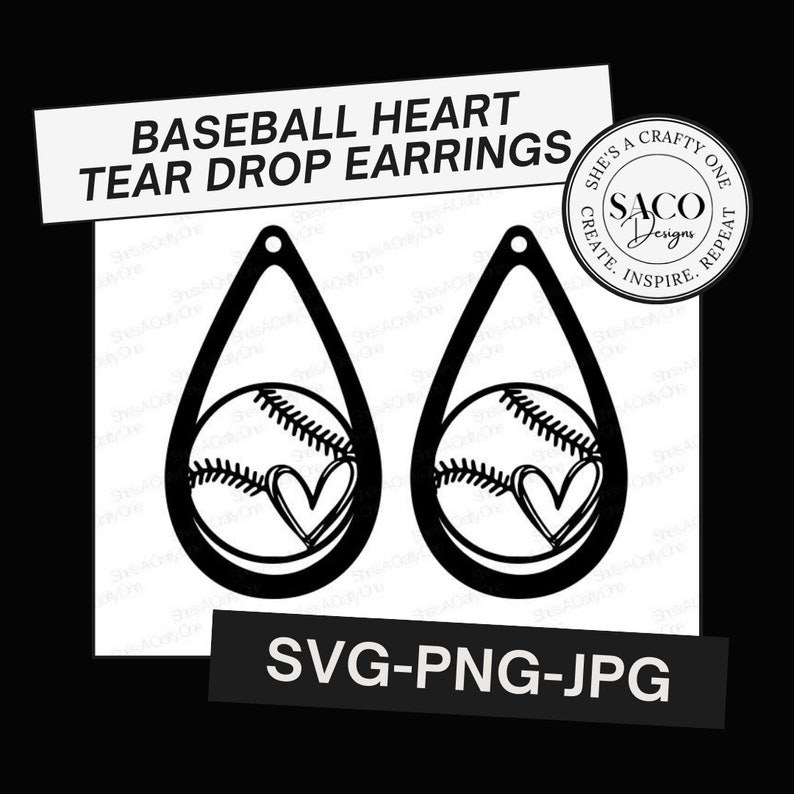 Baseball Earring File SVG PNG JPG Etsy