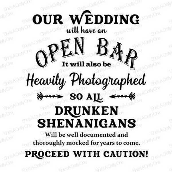 Wedding Open Bar SVG, PNG, JPG