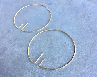 Open hoop earrings, statement, unique hoop earrings, art deco earrings, gold hoops, gift for her, minimalist earrings, modern, Inverse Deco