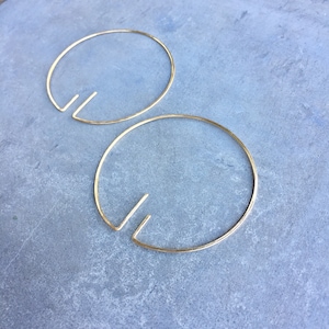 Open hoop earrings, statement, unique hoop earrings, art deco earrings, gold hoops, gift for her, minimalist earrings, modern, Inverse Deco