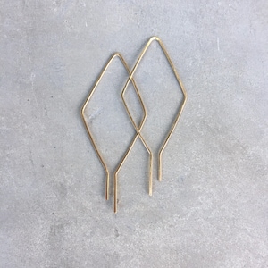 Open hoop earrings, modern gold earrings, diamond shaped, art deco earrings, statement earrings, geometric, minimal, gift for her, Venice