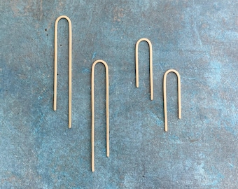 Gold Filled Threader Earrings: Geometric Arc, Minimalist Style, Edgy, Pull Through, Open Hoops, Handcrafted