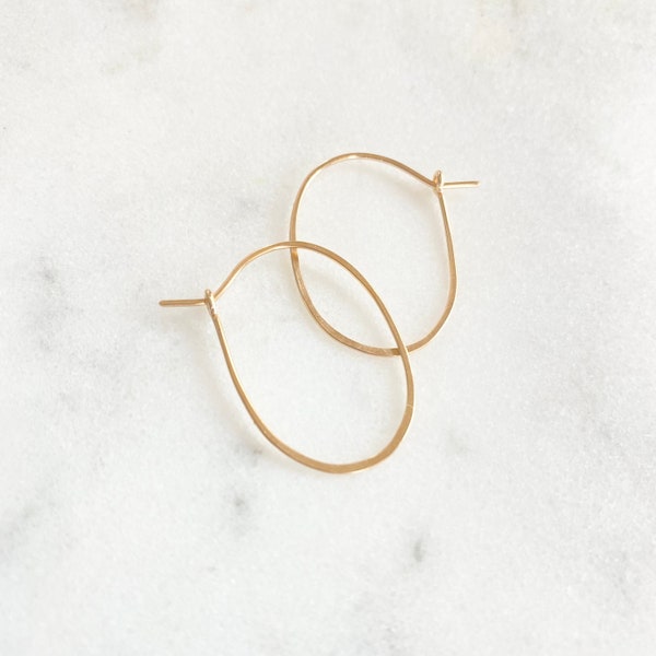 Solid Gold, Oval Hoops, 14k gold, small gold hoops, 14 k gold, 14 kt gold, everyday earrings, gift for her, small oval hoops, real gold