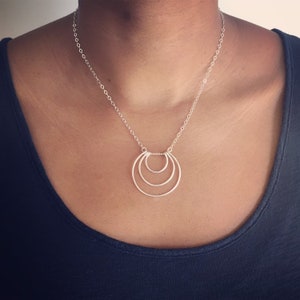 Recycled Sterling Silver Circle Necklace: Modern Geometric Pendant
