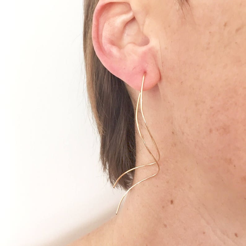 Spiral earrings twist earrings gold spiral threader hoops Etsy