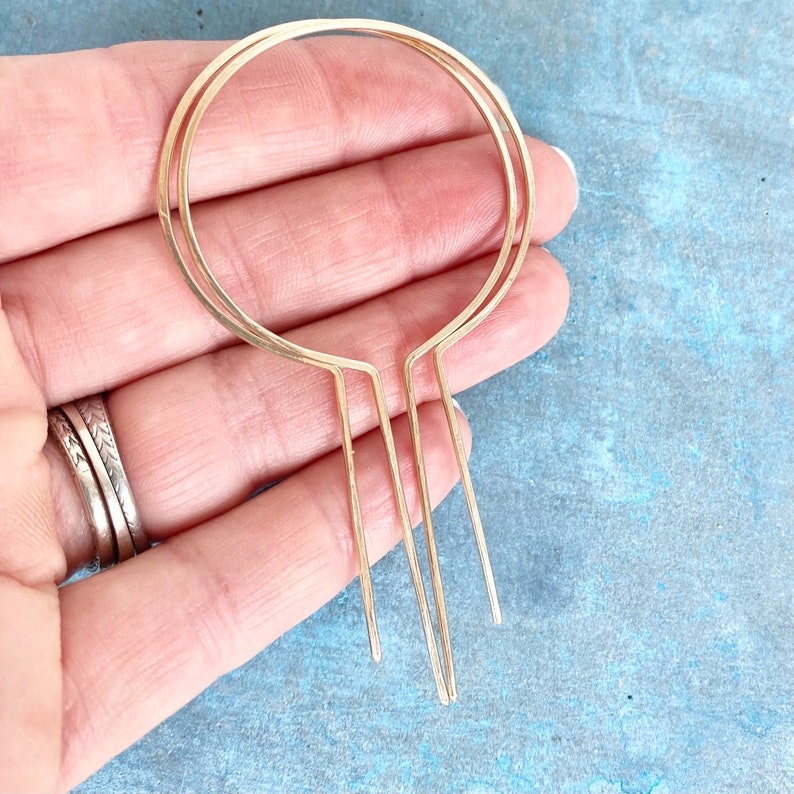 Statement earrings, geometric hoop earrings, gold art deco earrings, unique hoop, thin gold hoops, art deco earrings, lightweight, Gatsby image 3