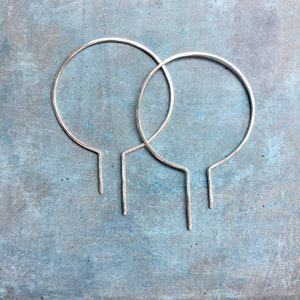 Unique hoops, modern earrings, art deco earrings, geometric hoop earrings, contemporary, unique, open hoops, thin silver hoops, Sasha Hoops