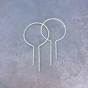 Sterling Silver Geometric Threader Hoop Earrings: Handmade Art Deco Style, Minimalist Dangles, California Made