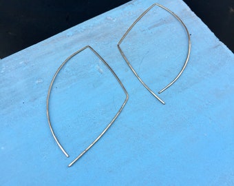 Geometric hoop, threader, modern earrings, edgy, reversible, lightweight earrings, unique, thin hoop, gift for her, asymmetrical, Artemis