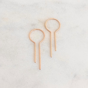 14K Solid Rose Gold hoop earrings, 14kt rose gold, 14 k rose gold, 14 kt rose gold, rose gold threaders, modern rose gold, gift for her