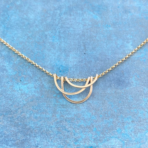 Minimalist Gold Everyday Necklace, Modern Jewelry. Unique Pendant, Dainty, Minimal, Art Deco Style