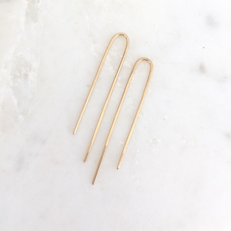 Solid Gold Threader Earrings Solid Gold Arc Earrings Etsy