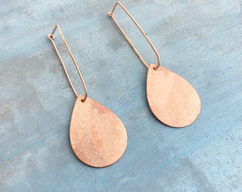 Rose gold teardrop earrings, rose gold tear drop,  rose gold drop, modern dangle, hoops with dangle, convertible,  gift for her, two in one