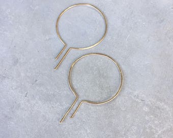 Unique hoops, threader hoops, modern earrings, art deco earrings, open hoops, gold fill hoops, geometric earrings, contemporary, Sasha Hoops