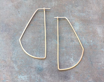 Unique silver hoops, geometric silver hoops, lightweight hoop earrings, modern hoops, sterling silver, recycled silver,