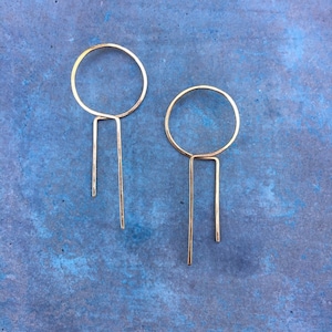 Lightweight earrings, threader hoops, unique design, Art Deco earrings, thin gold hoops, gold fill hoops, unique, lightweight, Athena Hoops