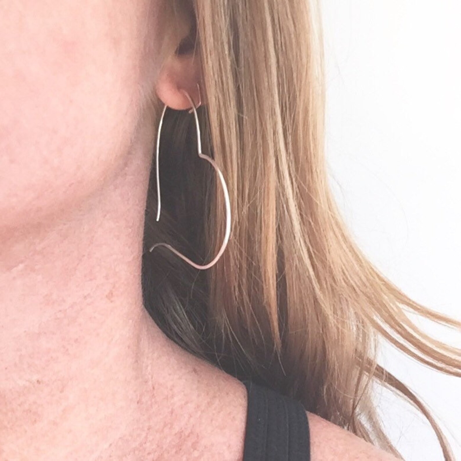 SOLID GOLD Heart Hoops 14k Gold Real Gold Solid Gold Etsy