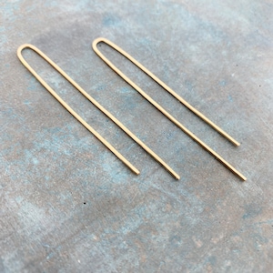 Long threader earrings gold, minimal, modern, arc earrings, gold filled, gift for her, open hoops, gold threader, day to night, unique hoops