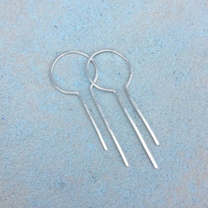 Open hoop earrings,  simple silver, Sterling Silver, modern silver, silver geometric, unique silver, contemporary silver,  X Sm Deco