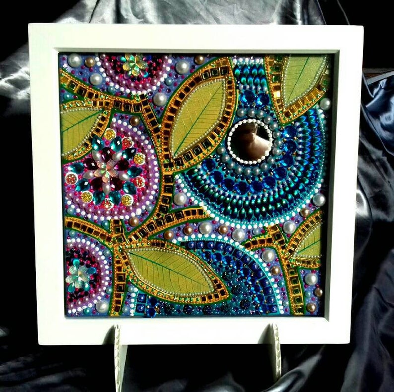 Canvas Wall Art Decorative Rhinestone Gem Mixed Media Etsy UK