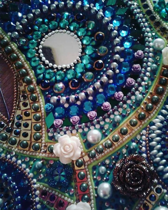 Canvas Wall Art Decorative Rhinestone Gem Mixed Media Etsy