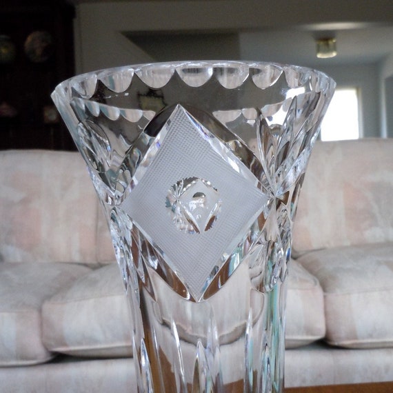 Cut Glass Vase Abp Cut Crystal Flower Vase Tall Glass Vase Etsy
