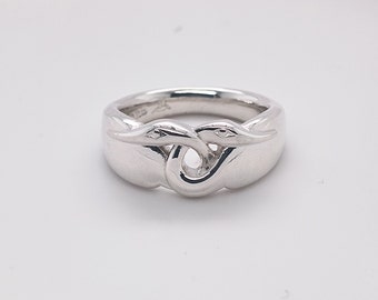 Entwined Cranes kissing cranes Silver ring Bird ring