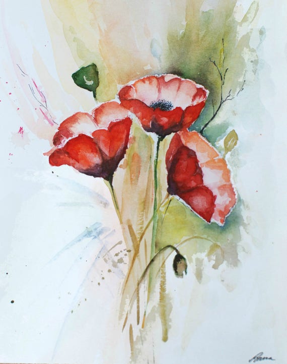 Watercolor Flower Painting. Poppies. Red Flowers. Best - Etsy