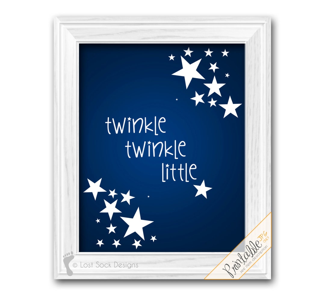 Twinkle Twinkle Little Star Baby Boy or Girl Navy Blue & White Nursery ...