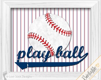 Play Ball baseball decor Baby Boys Baseball theme nursery bedroom wall art printable digital download