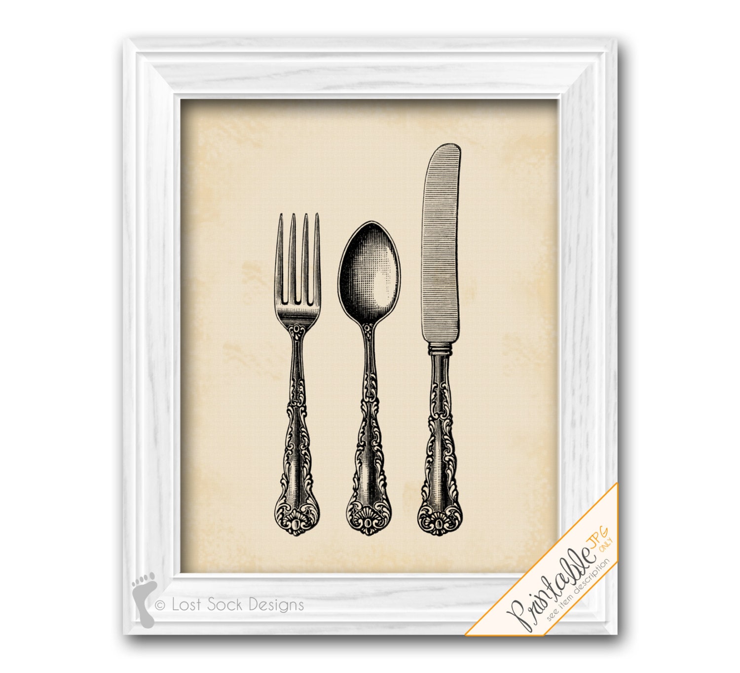 Kitchen & Dining Room Wall Decor Silverware Flatware Cutlery Distressed ...