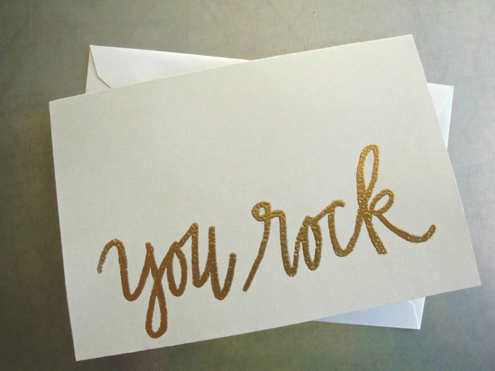 Custom Calligraphy Greeting Card Handwritten Gold Embossed - Etsy