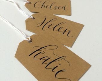 Custom Calligraphy Gift Tags for Wedding, Christmas, Name or Place Cards, Modern Calligraphy, Handwritten, Hand Lettered