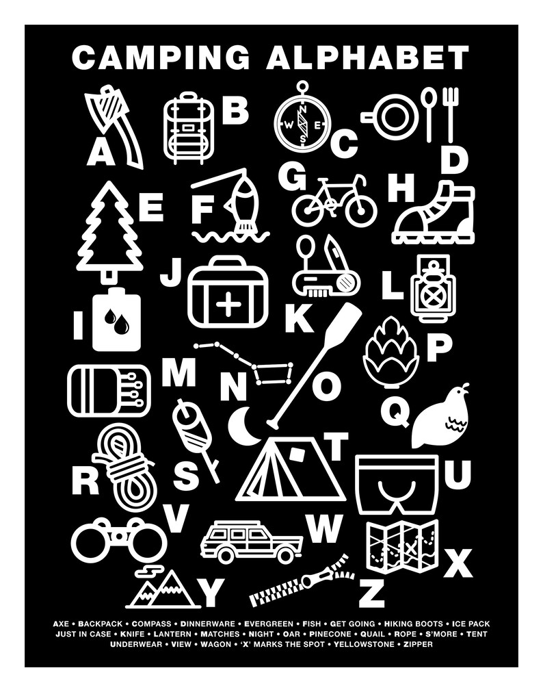 Camping Alphabet Etsy