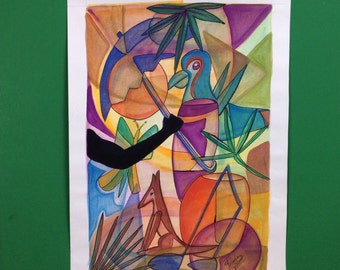 Jamaica watercolor 10"x15" abstract