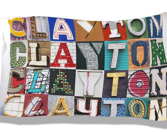 Personalized Pillow Case featuring JANE in sign letters; Custom pillowcases; Teen bedroom decor; Cool pillowcase; Bedding