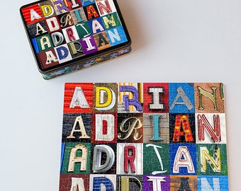 ADRIANA Name Poster featuring photos of actual sign letters