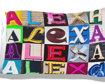 Personalized Pillow Case featuring VIVIENNE in sign letters; Custom pillowcases; Teen bedroom decor; Cool pillowcase; Bedding