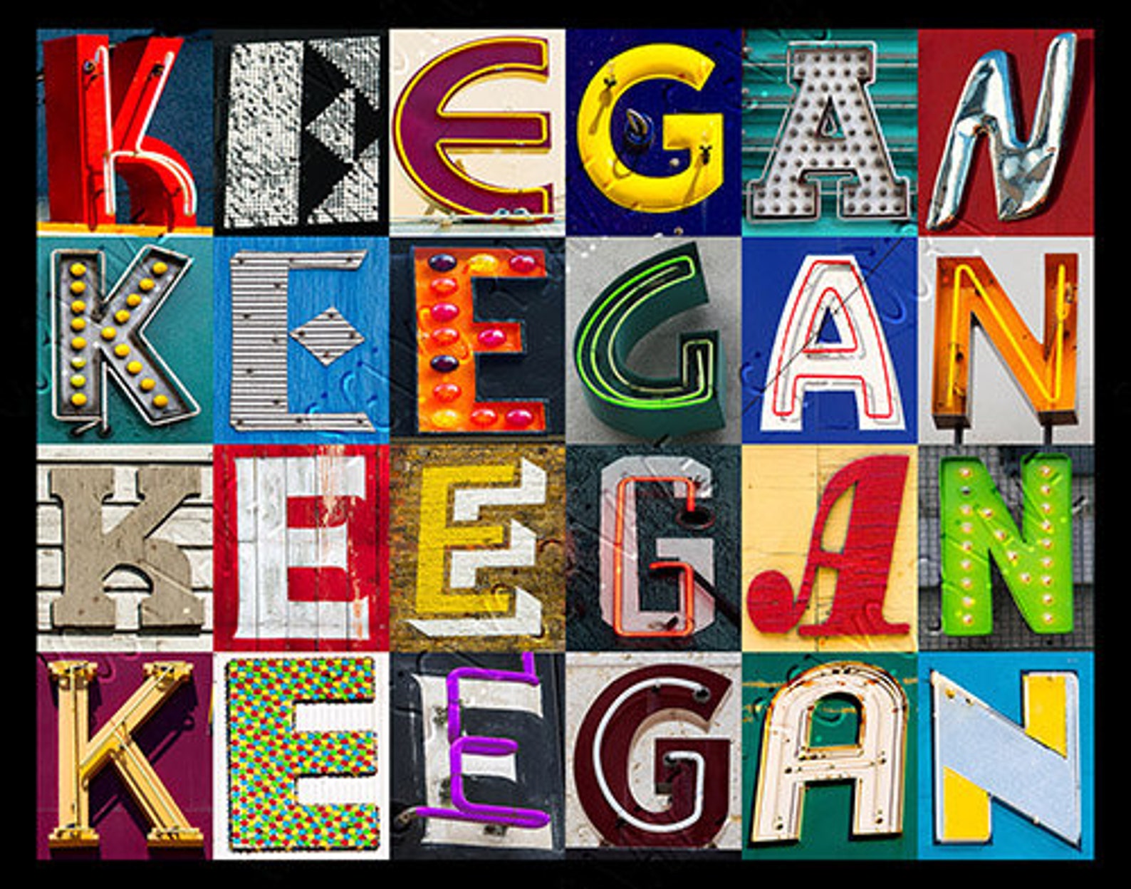 KEEGAN or KEGAN Personalized Poster Featuring Photos of Etsy