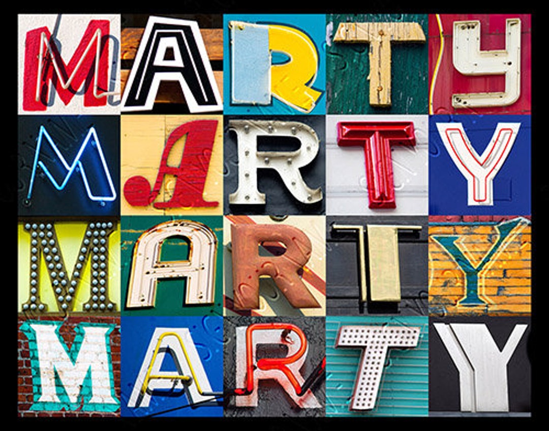 Marti Sign MARTY or MARTI Personalized Poster Featuring Photos of Letters From ...