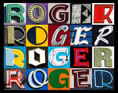 Roger Sign Example ROGER Personalized Poster Featuring Photos of Alphabet Letters From ...