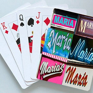 Cartas de jogar personalizadas com o nome MARIA em fotos reais de sinalização; Cartas de jogar personalizadas; Baralho de cartas; Pôquer; Jogos de cartas