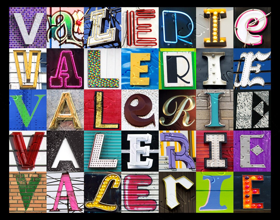 VALERIE or VALERY Personalized Poster Featuring Photos of Alphabet