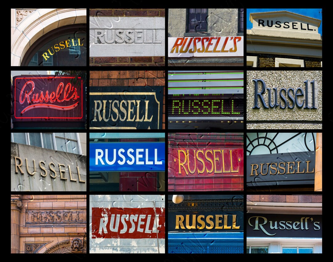 Personalized Poster Featuring RUSSELL Showcased in Photos of Signs; Art ...