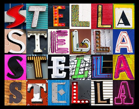 STELLA Personalized Poster Featuring Photos of Alphabet Letters