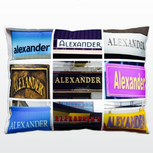Personalisierte Kissen mit dem Namen ALEXANDER in Fotos von tatsächlichen Zeichen; Wohnkultur; Kissen werfen; Akzent Kissen; Benutzerdefinierte Couch Kissen;