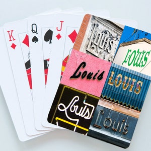 Custom Playing Cards featuring the name LOUIS in actual sign photos; Personalized playing cards; Deck of cards; Poker; Card games