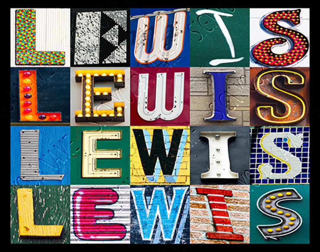 Lewis Lettering LEWIS Personalized Poster Featuring in Photos of Alphabet Letters From ...