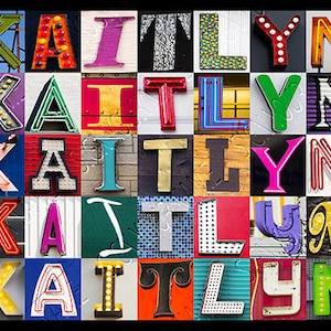 KAITLYN Personalized Poster featuring photos of alphabet letters from signs; Typography print; Wall decor; Custom wall art; Name poster