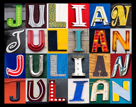 JULIAN Personalized Poster Featuring Photos of Alphabet Letters